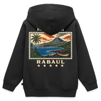 Papua-Neuguinea Rabaul Vintage Reisemarke - Kinder Premium Organic Zip Hoodie - Schwarz - Hinten - AI Model Kid Male (0cm)