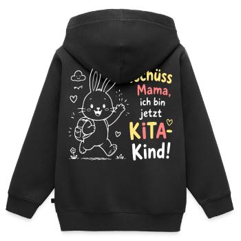 Kita Kind Bunny Abschied Motiv - Kinder Premium Organic Zip Hoodie - Schwarz - Hinten - AI Model Kid Male (0cm)
