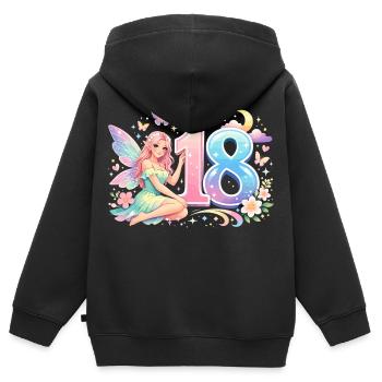 18. Geburtstag Elfe – Retro Pastell Werbeprint - Kinder Premium Organic Zip Hoodie - Schwarz - Hinten - AI Model Kid Male (0cm)
