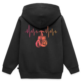 Boxen Sonnenuntergang Boxen Herzschlag Kampfsport - Kinder Premium Organic Zip Hoodie - Schwarz - Hinten - AI Model Kid Male (0cm)