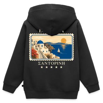 Griechenland Santorini Vintage Reisemarke - Kinder Premium Organic Zip Hoodie - Schwarz - Hinten - AI Model Kid Male (0cm)