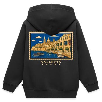 Malta Valletta Vintage Reisemarke - Kinder Premium Organic Zip Hoodie - Schwarz - Hinten - AI Model Kid Male (0cm)