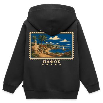 Zypern Paphos Vintage Reisemarke - Kinder Premium Organic Zip Hoodie - Schwarz - Hinten - AI Model Kid Male (0cm)