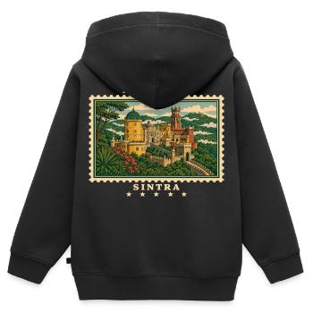 Portugal Sintra Vintage Reisemarke - Kinder Premium Organic Zip Hoodie - Schwarz - Hinten - AI Model Kid Male (0cm)