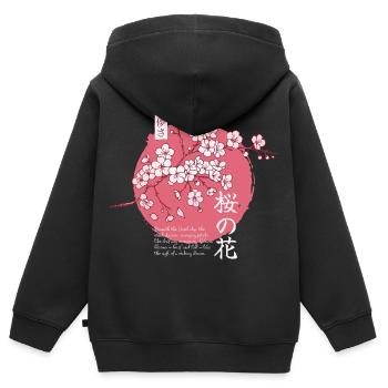 Ephemeral Blossom: Japanese Sakura - Kinder Premium Organic Zip Hoodie - Schwarz - Hinten - AI Model Kid Male (0cm)
