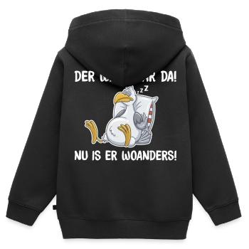 Schlafende Taube – Wille war da, lustige Sprüche - Kinder Premium Organic Zip Hoodie - Schwarz - Hinten - AI Model Kid Male (0cm)