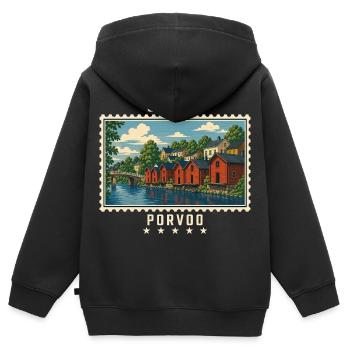 Finnland Porvoo Vintage Reisemarke - Kinder Premium Organic Zip Hoodie - Schwarz - Hinten - AI Model Kid Male (0cm)
