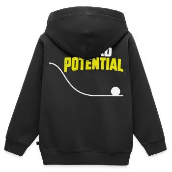 Ich hatte potenzielle Energie-Physique Humou - Kinder Premium Organic Zip Hoodie - Schwarz - Hinten - AI Model Kid Male (0cm)