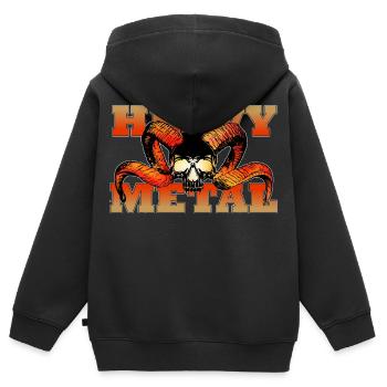 Heavy Metal Schädel mit Hörnern - Kinder Premium Organic Zip Hoodie - Schwarz - Hinten - AI Model Kid Male (0cm)