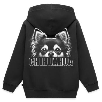 Chihuahua Porträt mit horizontalem Schriftzug - Kinder Premium Organic Zip Hoodie - Schwarz - Hinten - AI Model Kid Male (0cm)