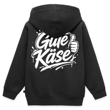 Gute Käse | Cooler Graffiti Spruch | Jugendwort - Kinder Premium Organic Zip Hoodie - Schwarz - Hinten - AI Model Kid Male (0cm)