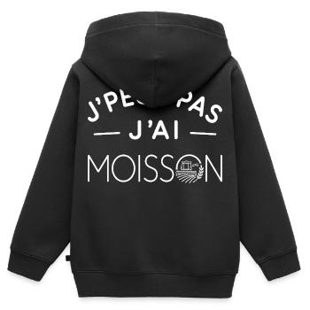 Moisson Humour Cadeau Passionné d'Agriculture - Sweat Premium à capuche zippé enfant bio - noir - Dos - AI Model Kid Male (0cm)