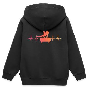 Gymnastik Sonnenuntergangs-Herzschlagturnerin - Kinder Premium Organic Zip Hoodie - Schwarz - Hinten - AI Model Kid Male (0cm)