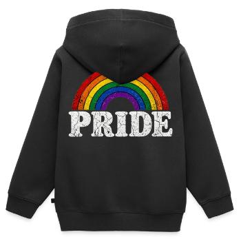 Pride Regenbogen für LGBTQ Fans Retro LQBTQ CSD - Kinder Premium Organic Zip Hoodie - Schwarz - Hinten - AI Model Kid Male (0cm)