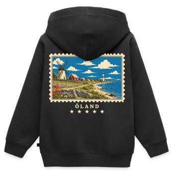 Schweden Öland Vintage Reisemarke - Kinder Premium Organic Zip Hoodie - Schwarz - Hinten - AI Model Kid Male (0cm)