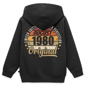August 1980 Retro Vintage Geburtstag August 1980 - Kinder Premium Organic Zip Hoodie - Schwarz - Hinten - AI Model Kid Male (0cm)
