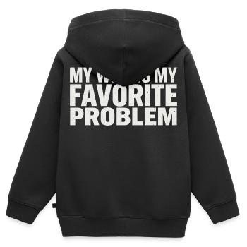 Meine Frau ist mein Lieblingsproblem - Kinder Premium Organic Zip Hoodie - Schwarz - Hinten - AI Model Kid Male (0cm)