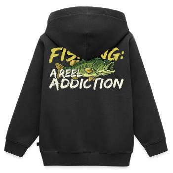 Fishing is a real addiction - Kids Premium Organic Zip-up Hoodie - black - Back - AI Model Kid Male (0cm)