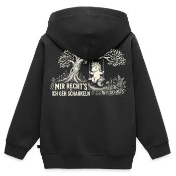 Mir reichts ich GEH schaukeln Lustiges Einhorn - Kinder Premium Organic Zip Hoodie - Schwarz - Hinten - AI Model Kid Male (0cm)