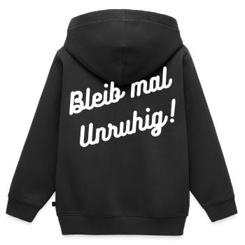 HN Bleib unruhig – Handschrift Spruch - Kinder Premium Organic Zip Hoodie - Schwarz - Hinten - AI Model Kid Male (0cm)