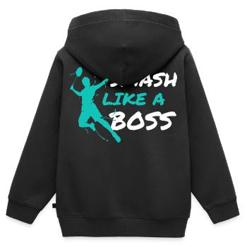 Badmintonspieler Badmintontrainer Badminton Smash - Kinder Premium Organic Zip Hoodie - Schwarz - Hinten - AI Model Kid Male (0cm)