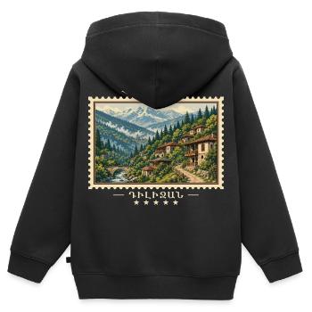 Armenien Dilijan Vintage Reisemarke - Kinder Premium Organic Zip Hoodie - Schwarz - Hinten - AI Model Kid Male (0cm)