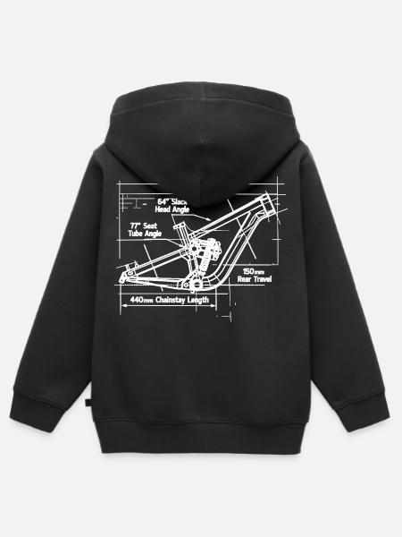MTB Blueprint: Full-Suspension Rahmen Tech - Kinder Premium Organic Zip Hoodie - Schwarz