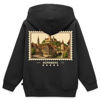 Deutschland Nürnberg Vintage Reisemarke - Kinder Premium Organic Zip Hoodie - Schwarz - Hinten - AI Model Kid Male (0cm)