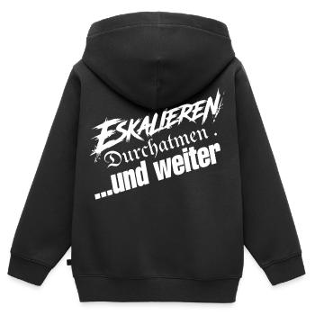Einfach Weitermachen - Kinder Premium Organic Zip Hoodie - Schwarz - Hinten - AI Model Kid Male (0cm)