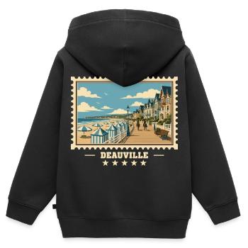 Frankreich Vintage Reisemarke - Kinder Premium Organic Zip Hoodie - Schwarz - Hinten - AI Model Kid Male (0cm)