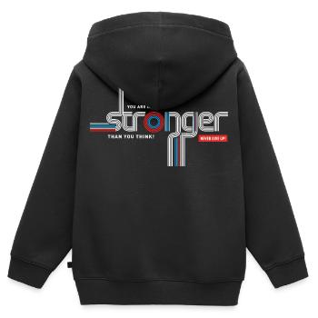 Stärker als Du Denkst Typografie - Kinder Premium Organic Zip Hoodie - Schwarz - Hinten - AI Model Kid Male (0cm)