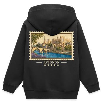 Frankreich Avignon Vintage Reisemarke - Kinder Premium Organic Zip Hoodie - Schwarz - Hinten - AI Model Kid Male (0cm)