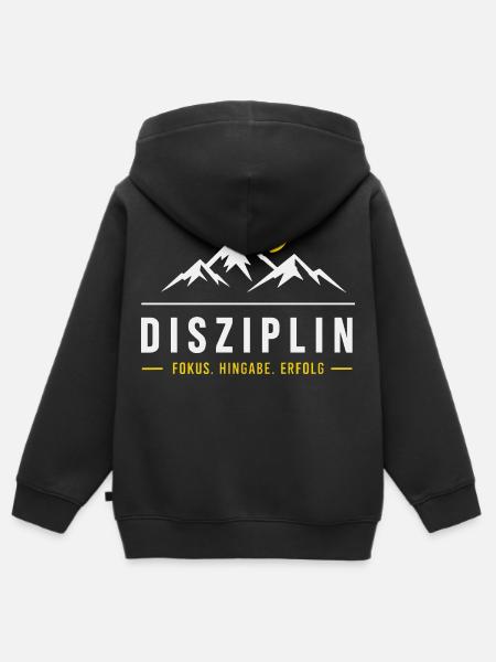 Disziplin Bergmotiv Sonnenaufgang - Kinder Premium Organic Zip Hoodie - Schwarz