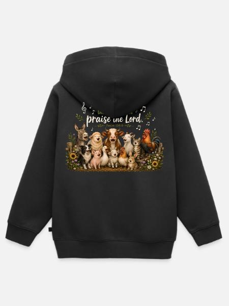 Psalm 150 Tiere Lobpreis - Kinder Premium Organic Zip Hoodie - Schwarz