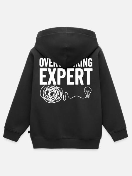 Overthinking Expert Spruch - Kinder Premium Organic Zip Hoodie - Schwarz