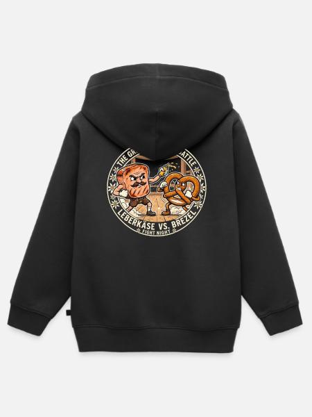 Leberkäse vs Brezel - Kinder Premium Organic Zip Hoodie - Schwarz