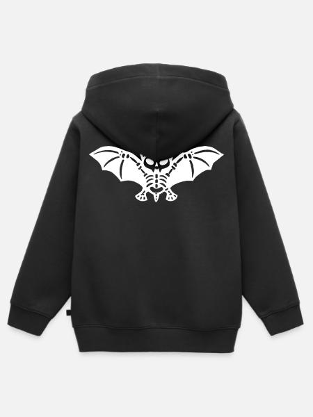 Skelettfledermaus (Weiß) - Kinder Premium Organic Zip Hoodie - Schwarz