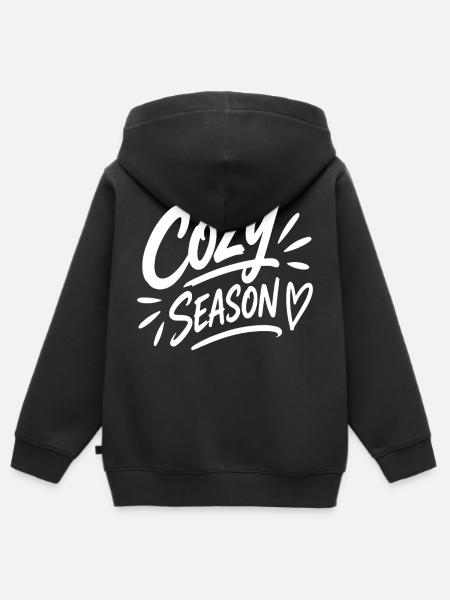 COZY SEASON - Kinder Premium Organic Zip Hoodie - Schwarz