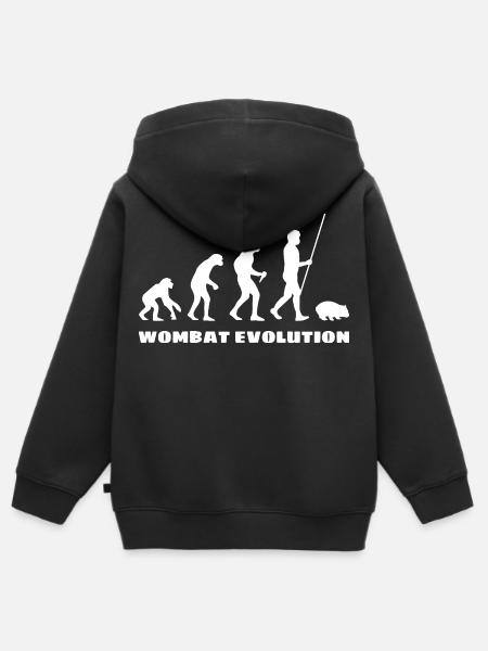 Wombat Evolution Australien Tier Silhouette - Kinder Premium Organic Zip Hoodie - Schwarz