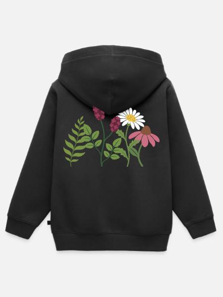 Blumenstrauß · Farn · Blumen · Blattwerk - Kinder Premium Organic Zip Hoodie - Schwarz