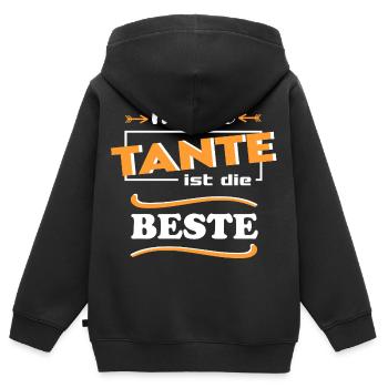 Meine Tante ist die beste Baby Sprüche Lustig - Kinder Premium Organic Zip Hoodie - Schwarz - Hinten - AI Model Kid Male (0cm)