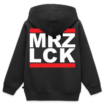MRZ LCK - Kinder Premium Organic Zip Hoodie - Schwarz - Hinten - AI Model Kid Male (0cm)