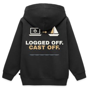 Logged Off. Cast Off. – Segler Shirt - Kinder Premium Organic Zip Hoodie - Schwarz - Hinten - AI Model Kid Male (0cm)