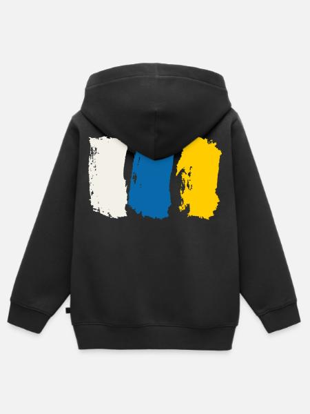 Kanarische Inseln Flagge - Pinselstriche - Kinder Premium Organic Zip Hoodie - Schwarz