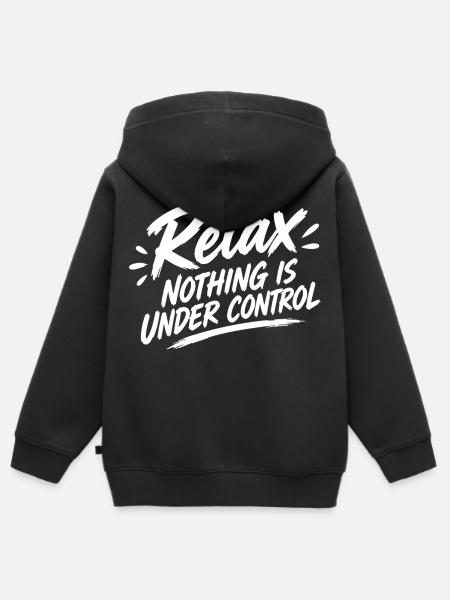 Relax Nothing Control - Kinder Premium Organic Zip Hoodie - Schwarz
