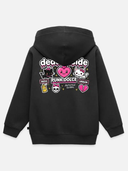 Süßes urbanes Punk-Herz - Kinder Premium Organic Zip Hoodie - Schwarz