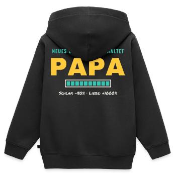 Papa – Neues Level freigeschaltet - Kinder Premium Organic Zip Hoodie - Schwarz - Hinten - AI Model Kid Male (0cm)