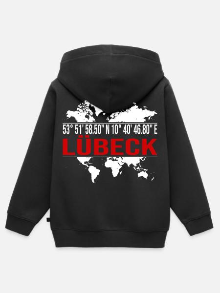 Lübeck - Kinder Premium Organic Zip Hoodie - Schwarz