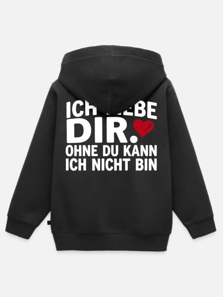Liebe lustiger Spruch Ich liebe Dir  - Kinder Premium Organic Zip Hoodie - Schwarz
