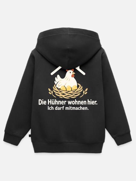 Hühnerhalter Hühnerhaltung Hühner Humor - Kinder Premium Organic Zip Hoodie - Schwarz